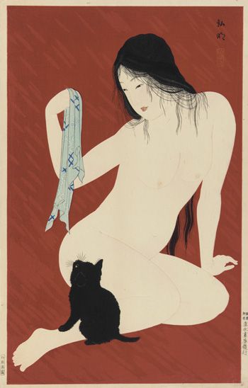 woman with cat