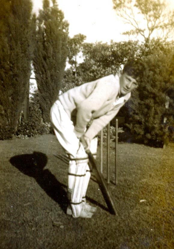 Angus plays cricket